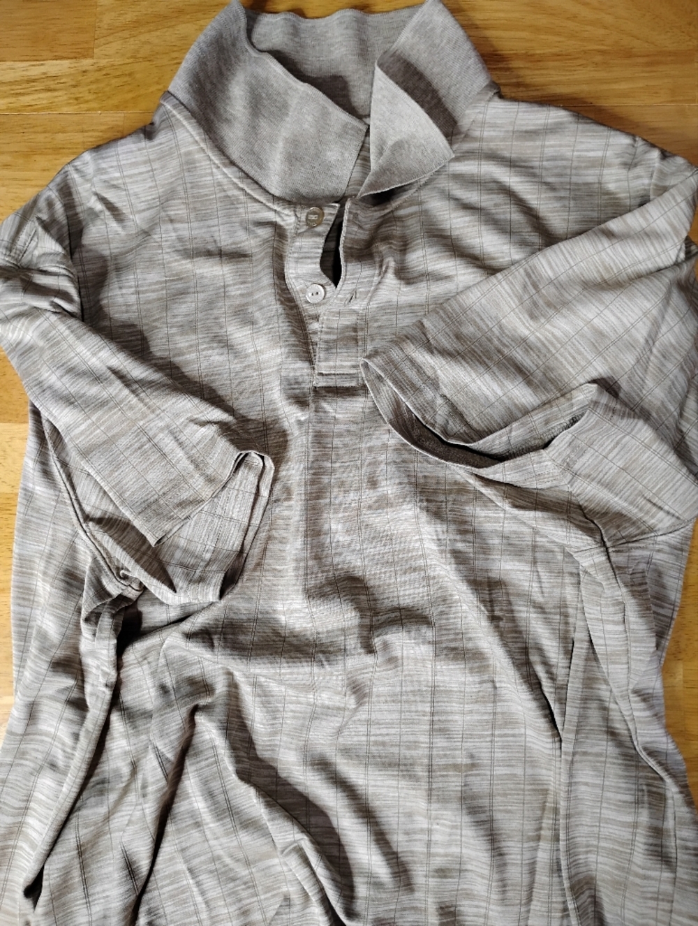 Haggar Men's Light Tan And White Polo